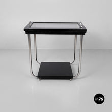 Load image into Gallery viewer, Cart in black wood, glass and steel, 1930s
