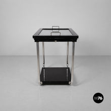 Load image into Gallery viewer, Cart in black wood, glass and steel, 1930s
