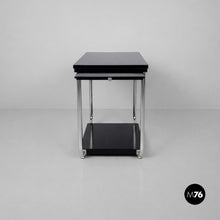 Load image into Gallery viewer, Cart in black wood, glass and steel, 1930s
