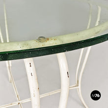 将图片加载到图库查看器，White wrought iron and glass garden table, 1960s
