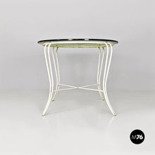 Load image into Gallery viewer, White wrought iron and glass garden table, 1960s
