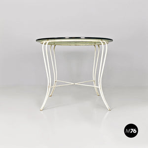 White wrought iron and glass garden table, 1960s