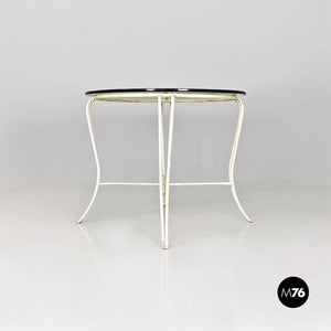 White wrought iron and glass garden table, 1960s