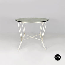 将图片加载到图库查看器，White wrought iron and glass garden table, 1960s
