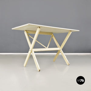 White painted solid wood folding table, 1960s
