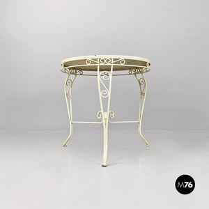 Garden table in white wrought iron, 1960s