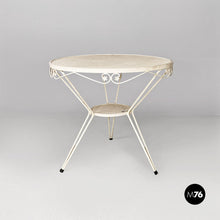 将图片加载到图库查看器，White iron garden table, 1960s
