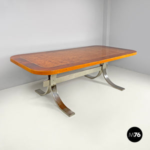 Briar root and chromed metal dining table by Dada Industrial Design, 1970s