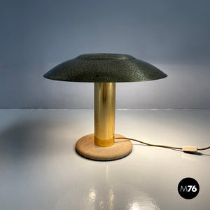 Brass table lamp with a round beige marble base, 1970s