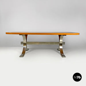 Briar root and chromed metal dining table by Dada Industrial Design, 1970s