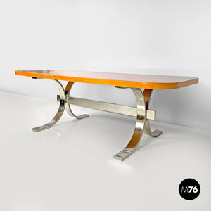 Briar root and chromed metal dining table by Dada Industrial Design, 1970s