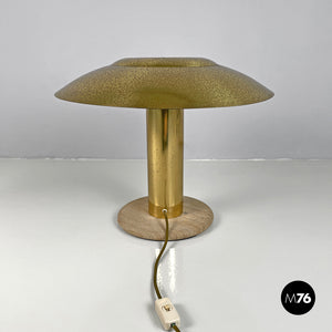 Brass table lamp with a round beige marble base, 1970s