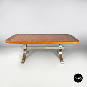 Briar root and chromed metal dining table by Dada Industrial Design, 1970s