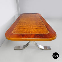 画像をギャラリービューアに読み込む, Briar root and chromed metal dining table by Dada Industrial Design, 1970s
