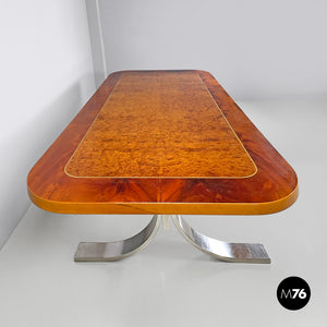 Briar root and chromed metal dining table by Dada Industrial Design, 1970s