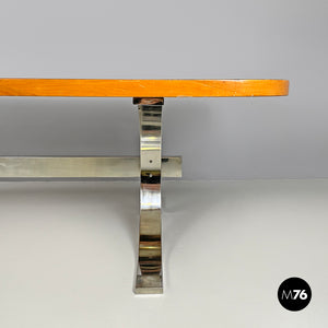 Briar root and chromed metal dining table by Dada Industrial Design, 1970s