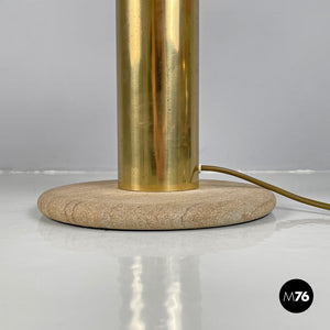 Brass table lamp with a round beige marble base, 1970s