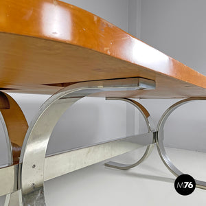 Briar root and chromed metal dining table by Dada Industrial Design, 1970s