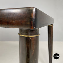 Carica l&#39;immagine nel visualizzatore di Gallery, Wooden dining table with bronze orange glass top, 1950s
