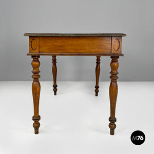 Antique wooden table with two drawers, 1800s