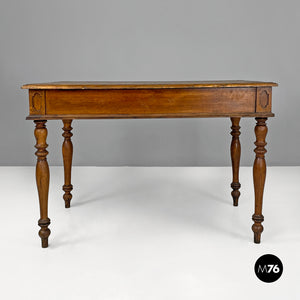 Antique wooden table with two drawers, 1800s