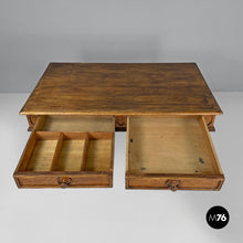 画像をギャラリービューアに読み込む, Antique wooden table with two drawers, 1800s
