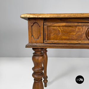 Antique wooden table with two drawers, 1800s