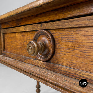 Antique wooden table with two drawers, 1800s