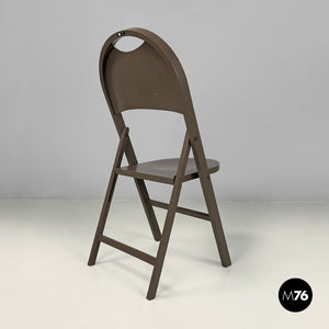 Brown folding chair Tric by Achille and Pier Giacomo Castiglioni for Bonacina, 1960s