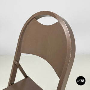 Brown folding chair Tric by Achille and Pier Giacomo Castiglioni for Bonacina, 1960s