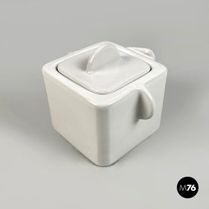 White ceramic teapot by Angelo Mangiarotti for Fratelli Brambilla, 1970s