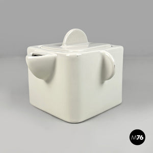 White ceramic teapot by Angelo Mangiarotti for Fratelli Brambilla, 1970s