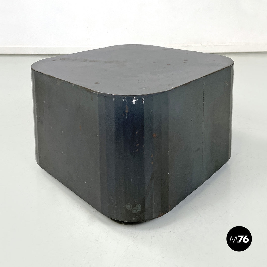 Coffee table or pedestal in burnished steel, 2000s