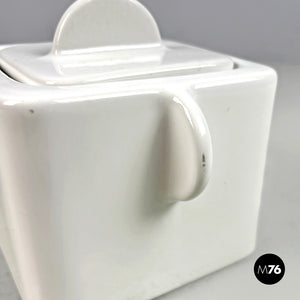 White ceramic teapot by Angelo Mangiarotti for Fratelli Brambilla, 1970s