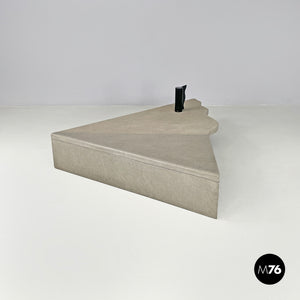 Cement and black metal triangular coffee table, 1980s