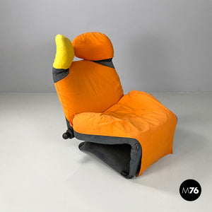 Orange fabric armchair or chaise longue Wink by Toshiyuki Kita for Cassina, 1980s