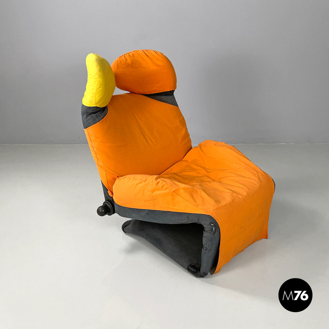 Orange fabric armchair or chaise longue Wink by Toshiyuki Kita for Cassina, 1980s