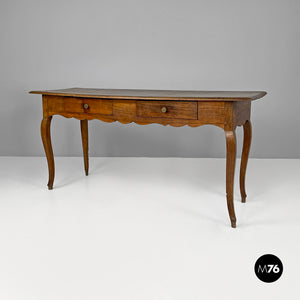 Antique wooden table with two drawers, 1700s