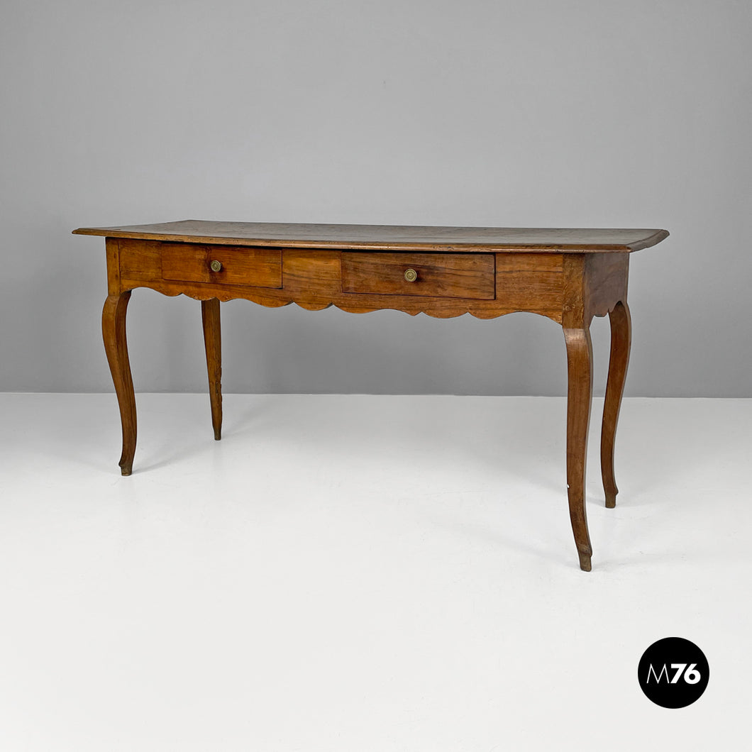 Antique wooden table with two drawers, 1700s