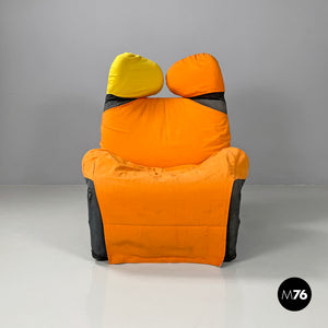 Orange fabric armchair or chaise longue Wink by Toshiyuki Kita for Cassina, 1980s