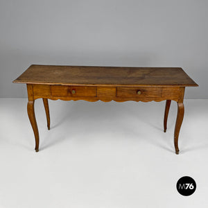 Antique wooden table with two drawers, 1700s