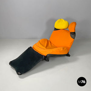 Orange fabric armchair or chaise longue Wink by Toshiyuki Kita for Cassina, 1980s