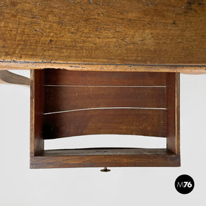 Antique wooden table with two drawers, 1700s