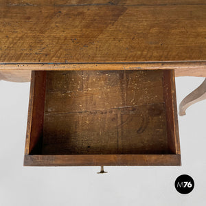 Antique wooden table with two drawers, 1700s