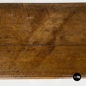 Antique wooden table with two drawers, 1700s