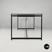 将图片加载到图库查看器，Glass and black metal dining table Asnago by Mario Asnago and Claudio Vender for Pallucco, 1990s
