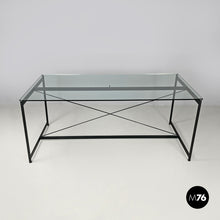 将图片加载到图库查看器，Glass and black metal dining table Asnago by Mario Asnago and Claudio Vender for Pallucco, 1990s
