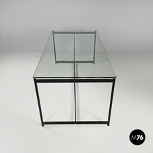 将图片加载到图库查看器，Glass and black metal dining table Asnago by Mario Asnago and Claudio Vender for Pallucco, 1990s
