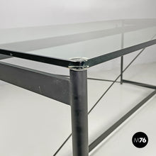 将图片加载到图库查看器，Glass and black metal dining table Asnago by Mario Asnago and Claudio Vender for Pallucco, 1990s
