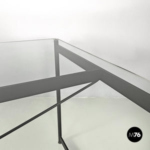 Glass and black metal dining table Asnago by Mario Asnago and Claudio Vender for Pallucco, 1990s